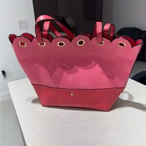Kate Landry Red and Pink Scalloped Tote